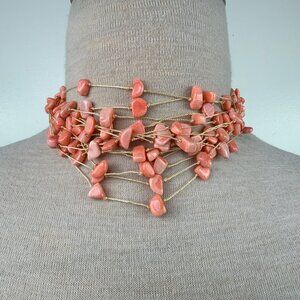 Lucas Lameth Luc 925 Multiple Strand (15) Pink Coral on Cord Necklace 17"